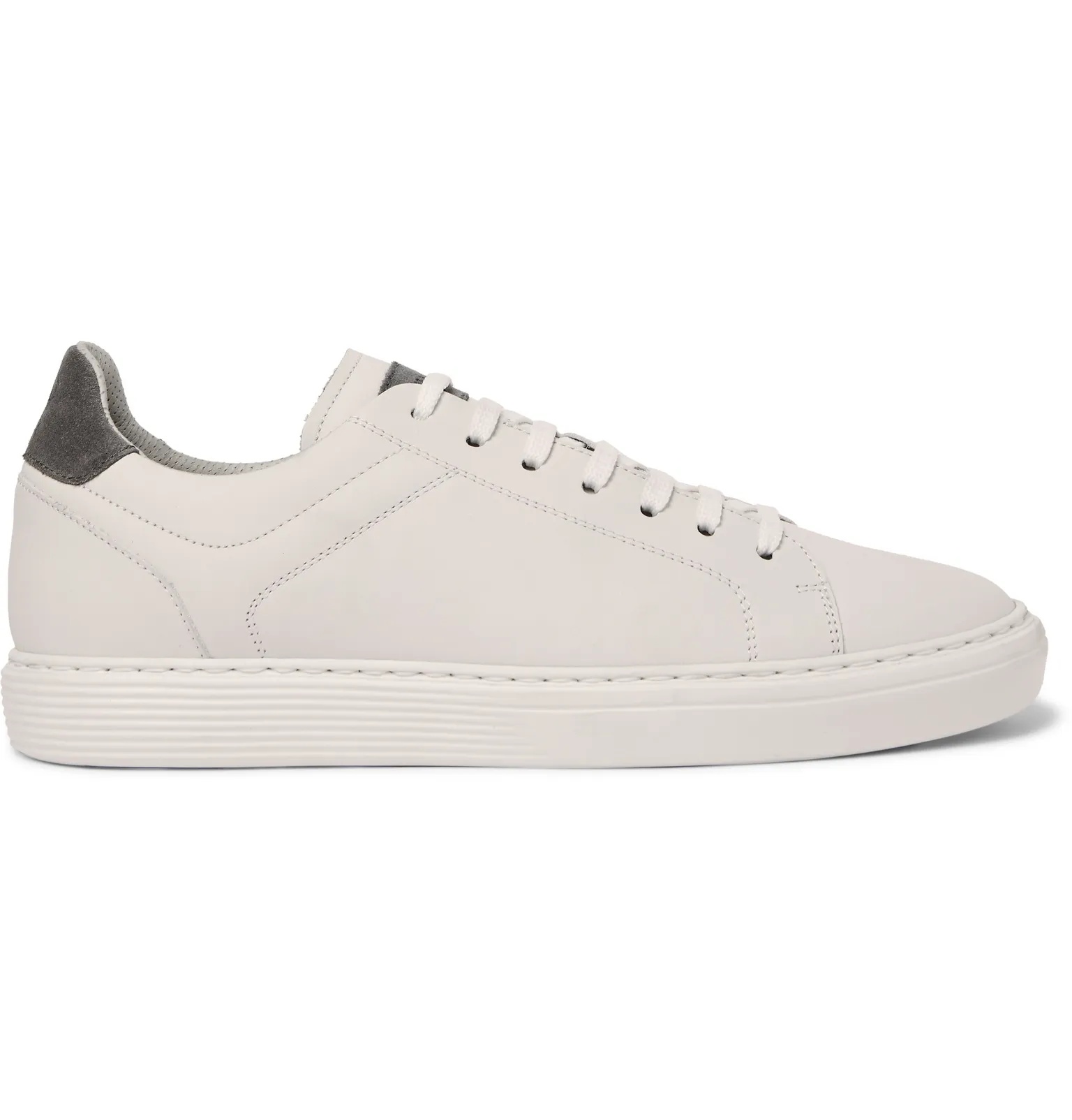 Suede-Trimmed Leather Sneakers - 1