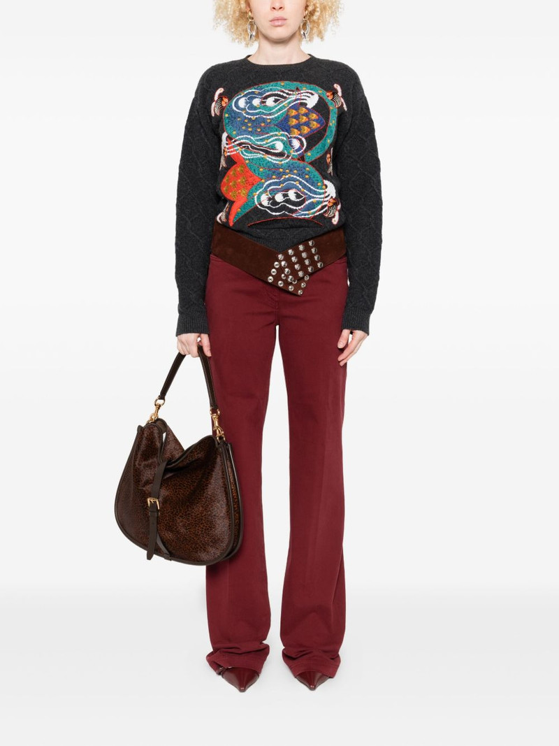 Etro embroidered cable-knit sweater outlook