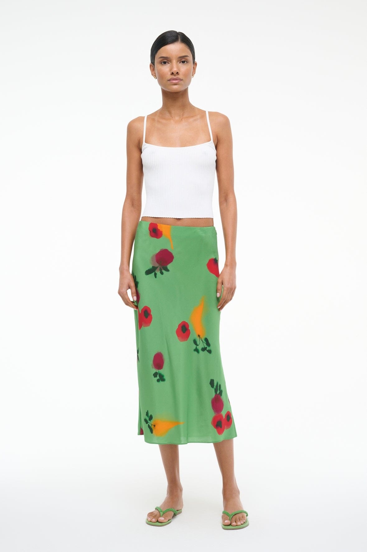 STAUD ANGELA SILK SKIRT FARMERS MARKET LEAF - 2