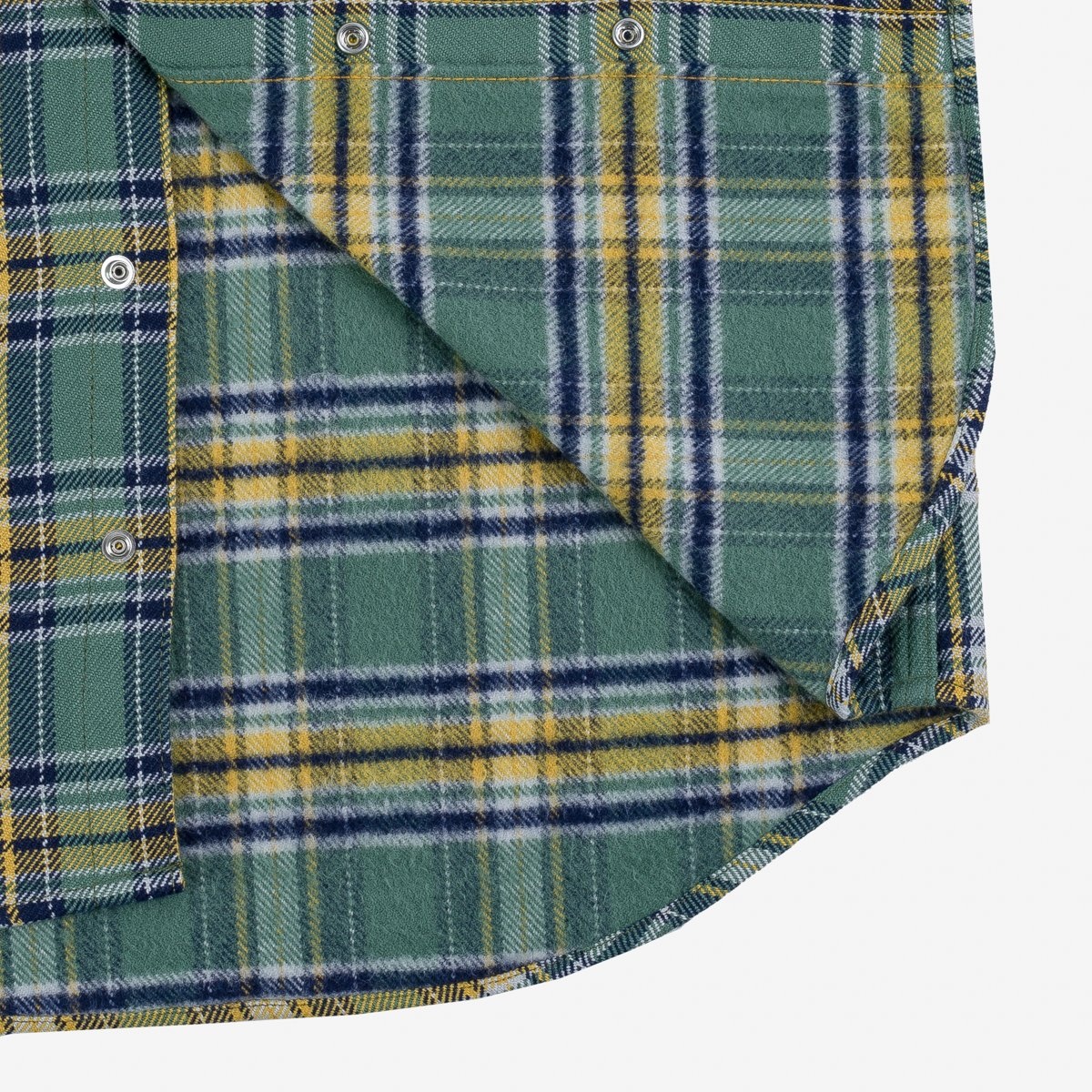 Ultra Heavy Flannel Tartan Check Western Shirt - Green - 13