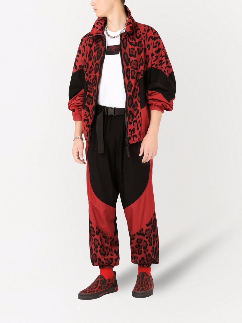 panelled leopard-print trousers - 2