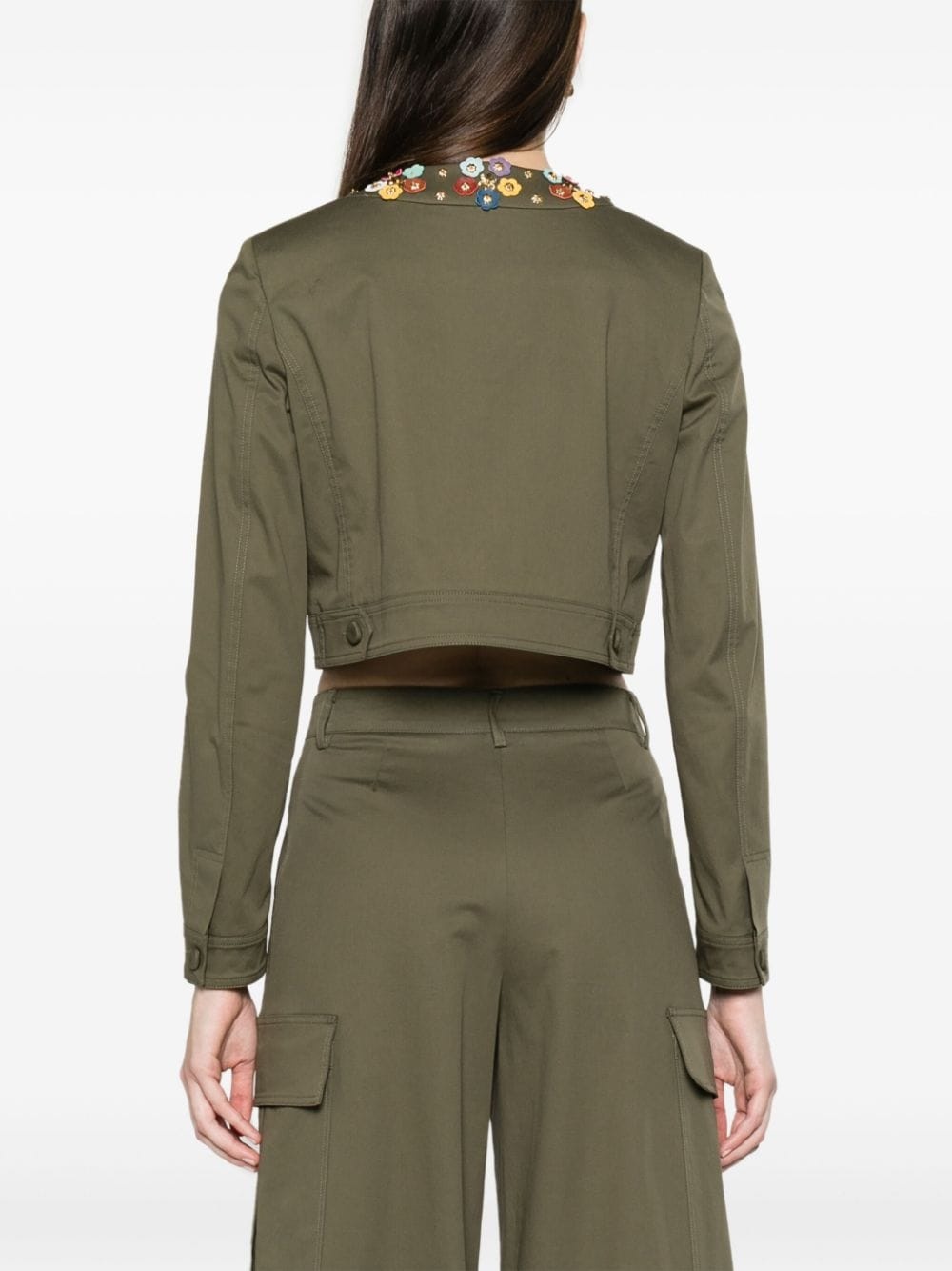 floral-appliquÃ© cropped jacket - 4