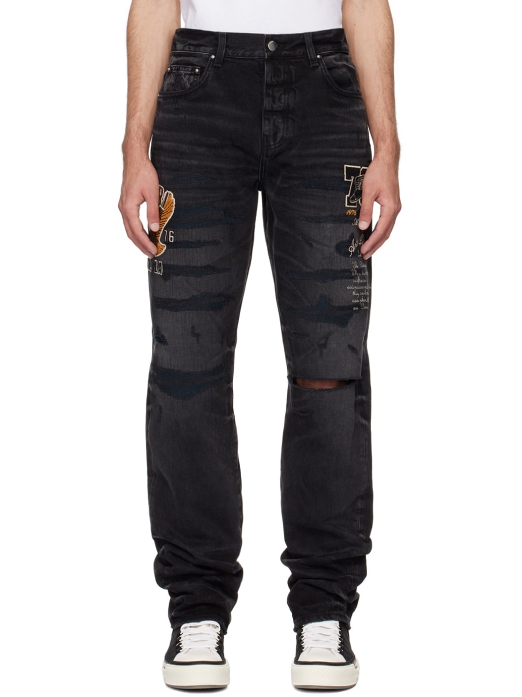Black Varsity Straight Jeans - 1