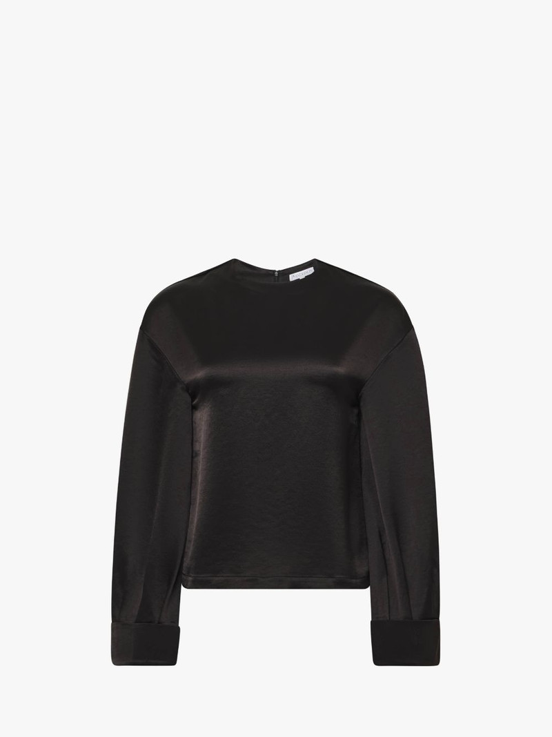 TWISTED SLEEVE SATIN TOP - 1