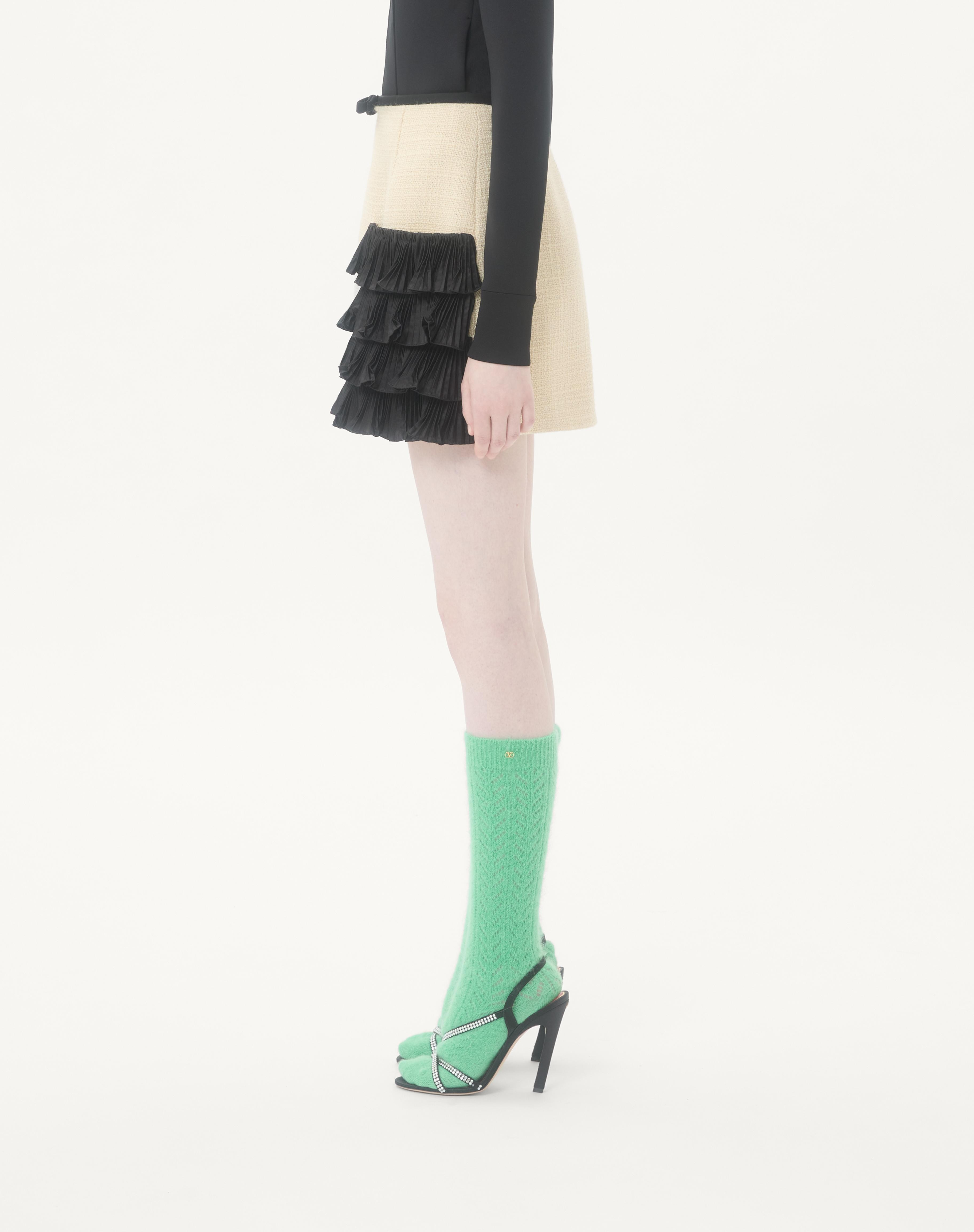 SHORT SKIRT IN PLAIN WOOL TWEED - 4