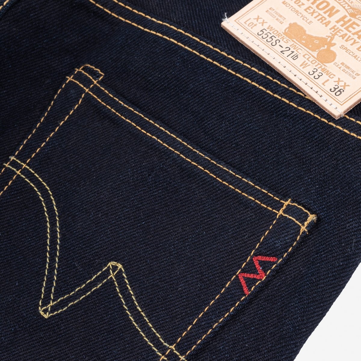 IH-555S-21ib 21oz Selvedge Denim Super Slim Cut Jeans - Indigo/Black - 11