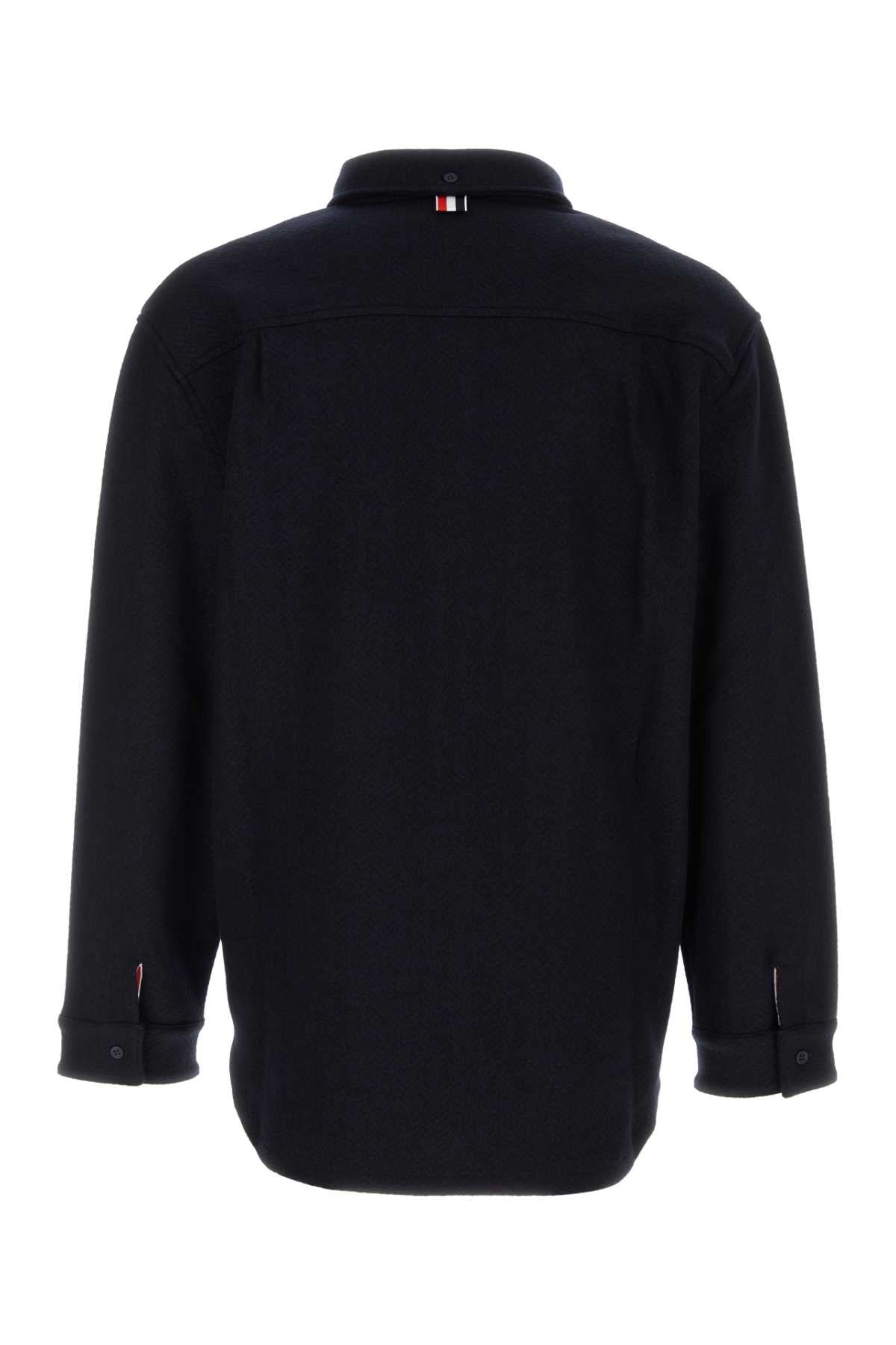 Thom Browne Men Midnight Blue Cotton Blend Oversize Shirt - 2