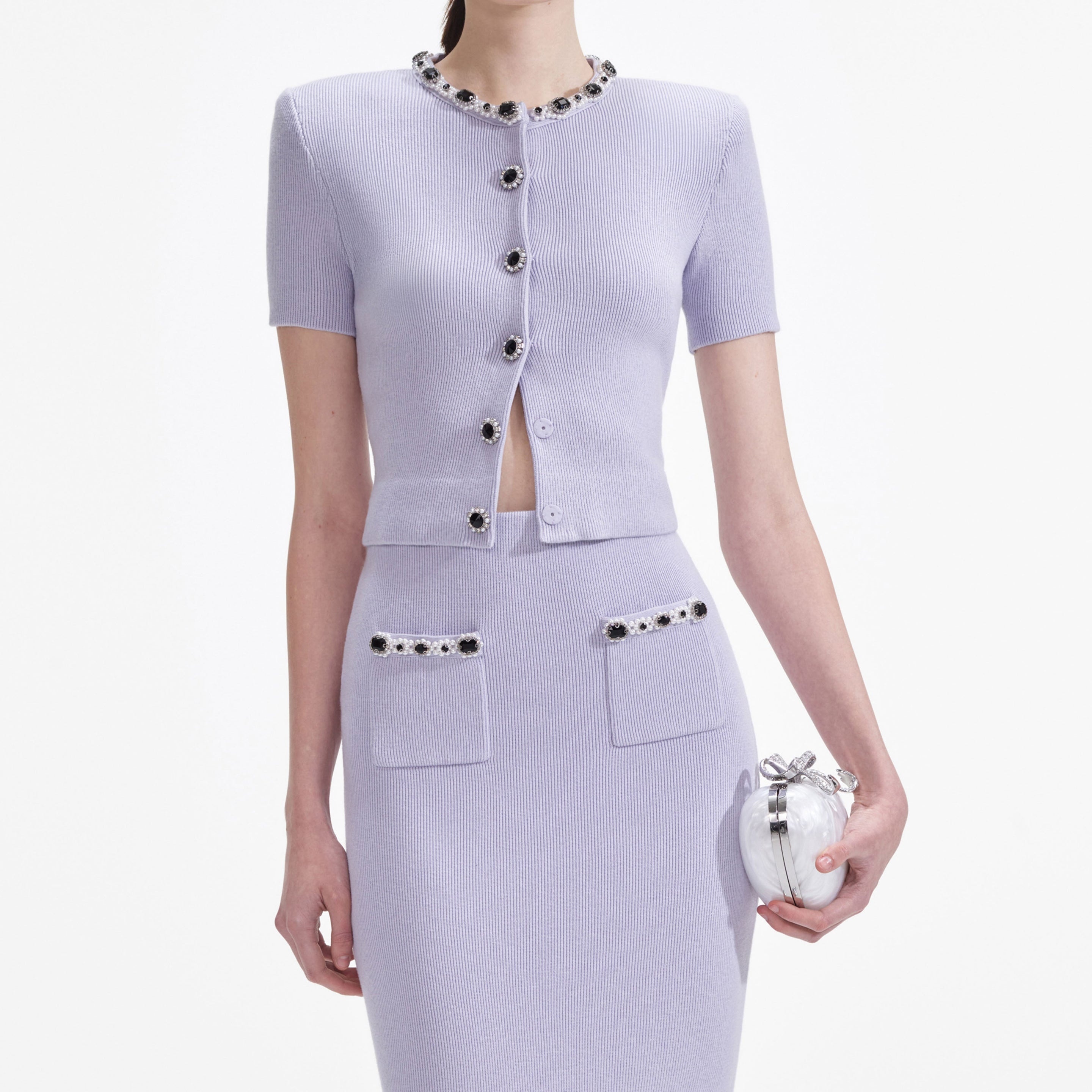 Lilac Embellished Knit Top - 4