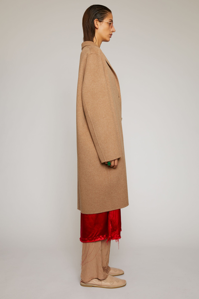 Single-breasted wool coat camel melange 3