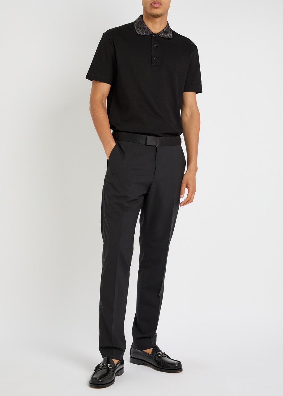 Versace Metallic-weave Cotton Piqué Polo Shirt - 4