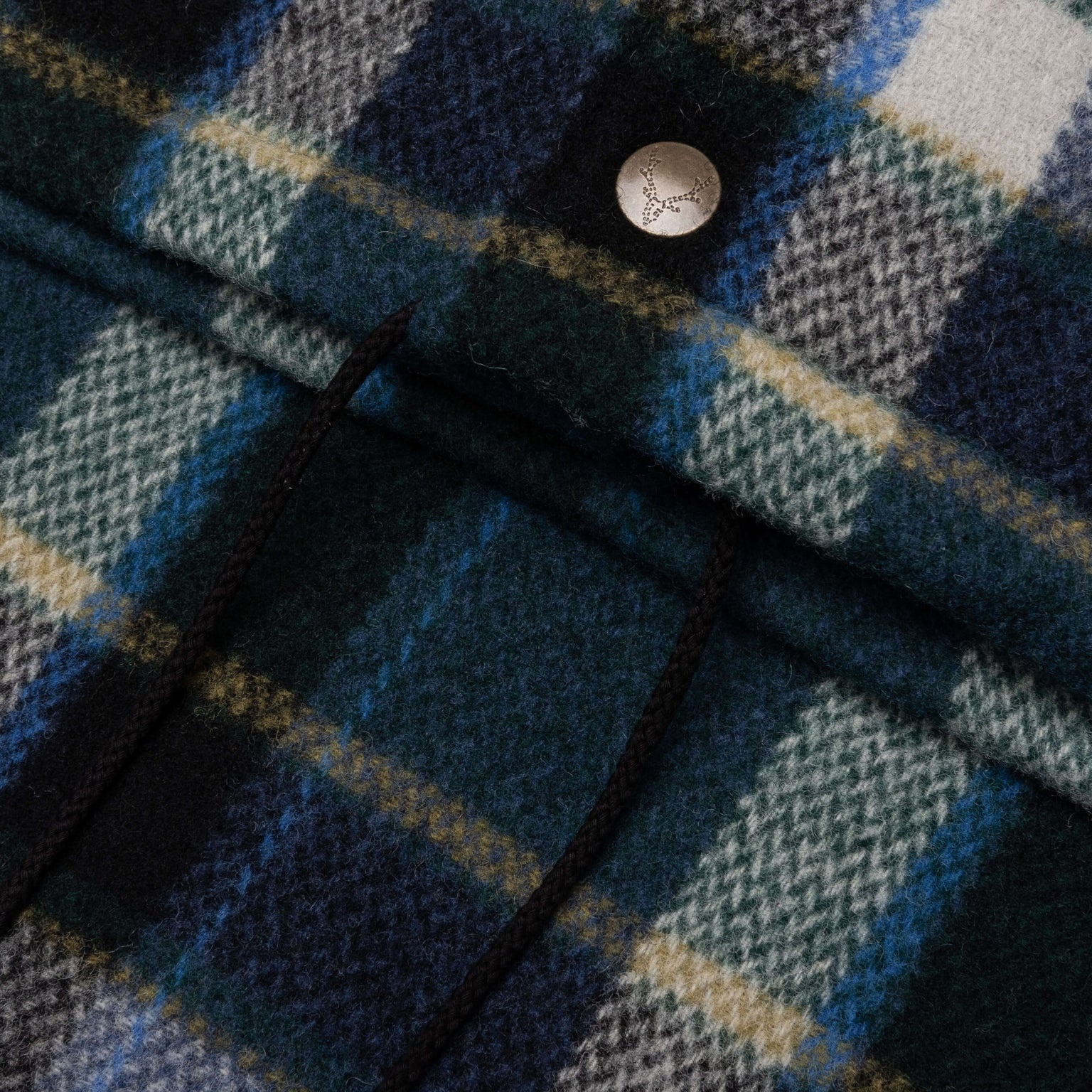 WOOL MELTON PLAID COACH JACKET - GREEN - 5