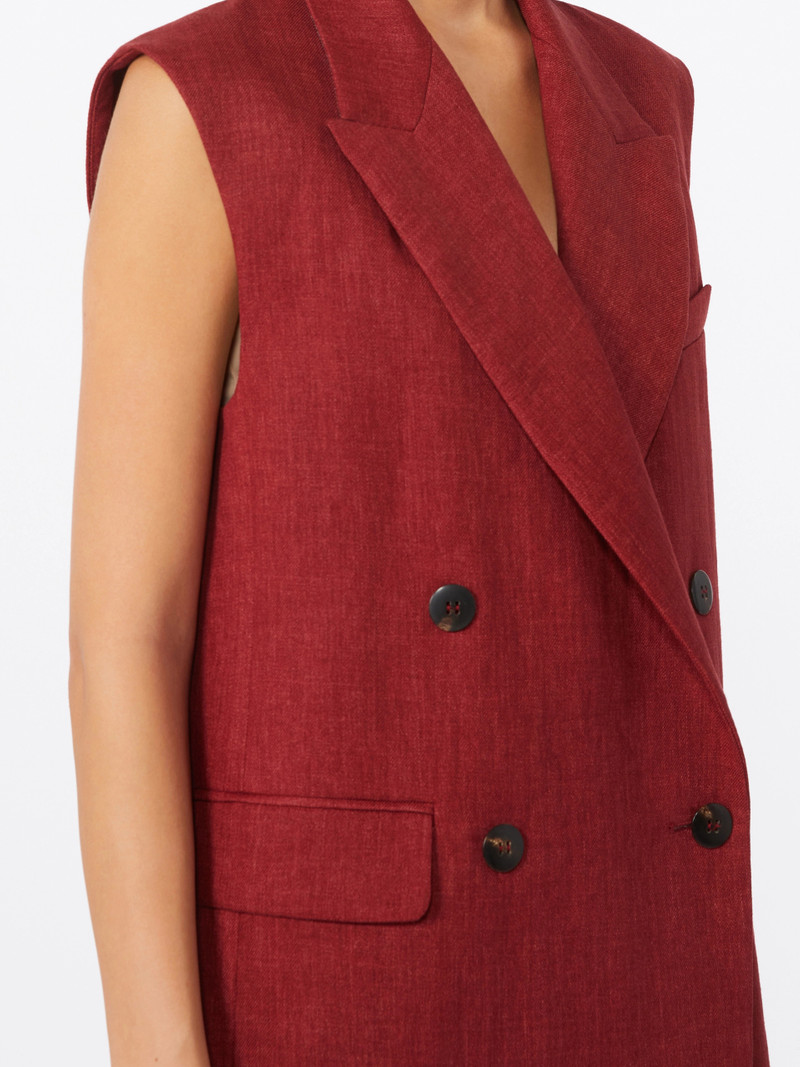 AIA Linen twill gilet - BRICK RED 5