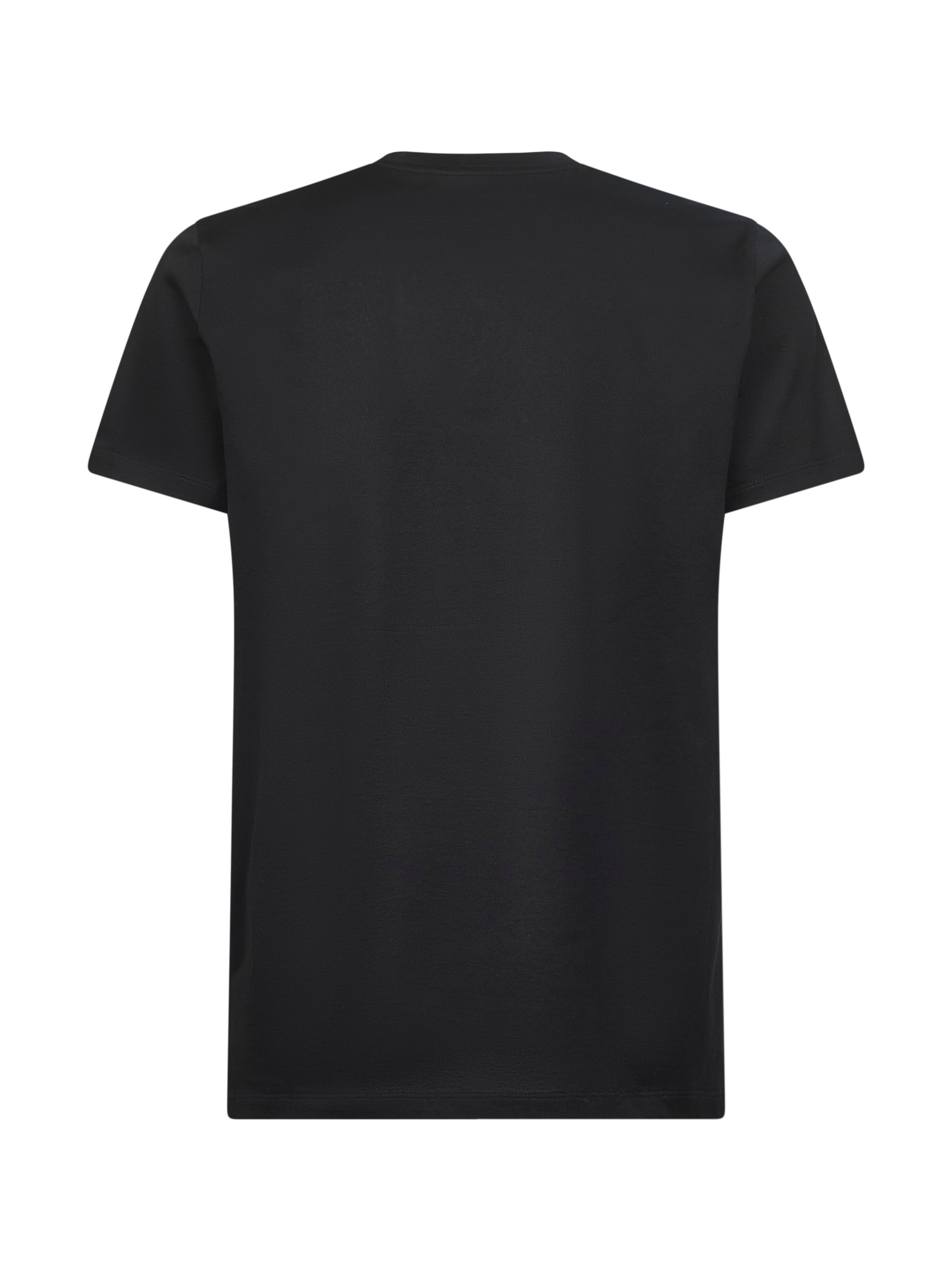 Black cotton double logo patch T-shirt - 2