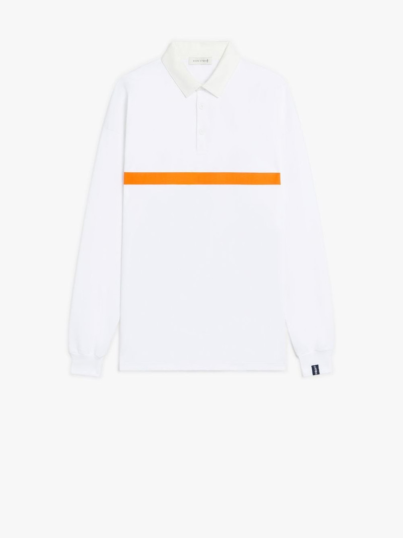 WHITE X ORANGE COTTON RUGBY SHIRT | GJM-210 1