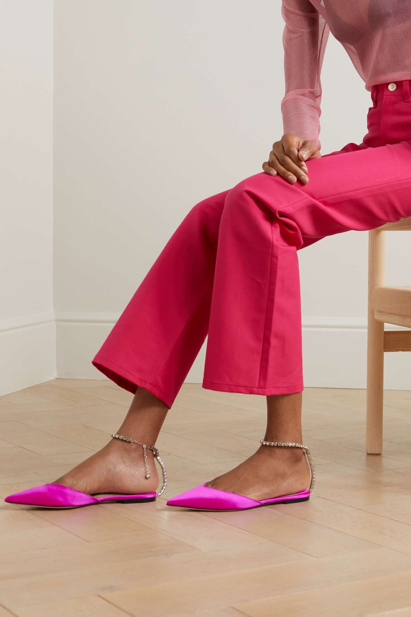 JIMMY CHOO Saeda crystal-embellished velvet point-toe flats outlook