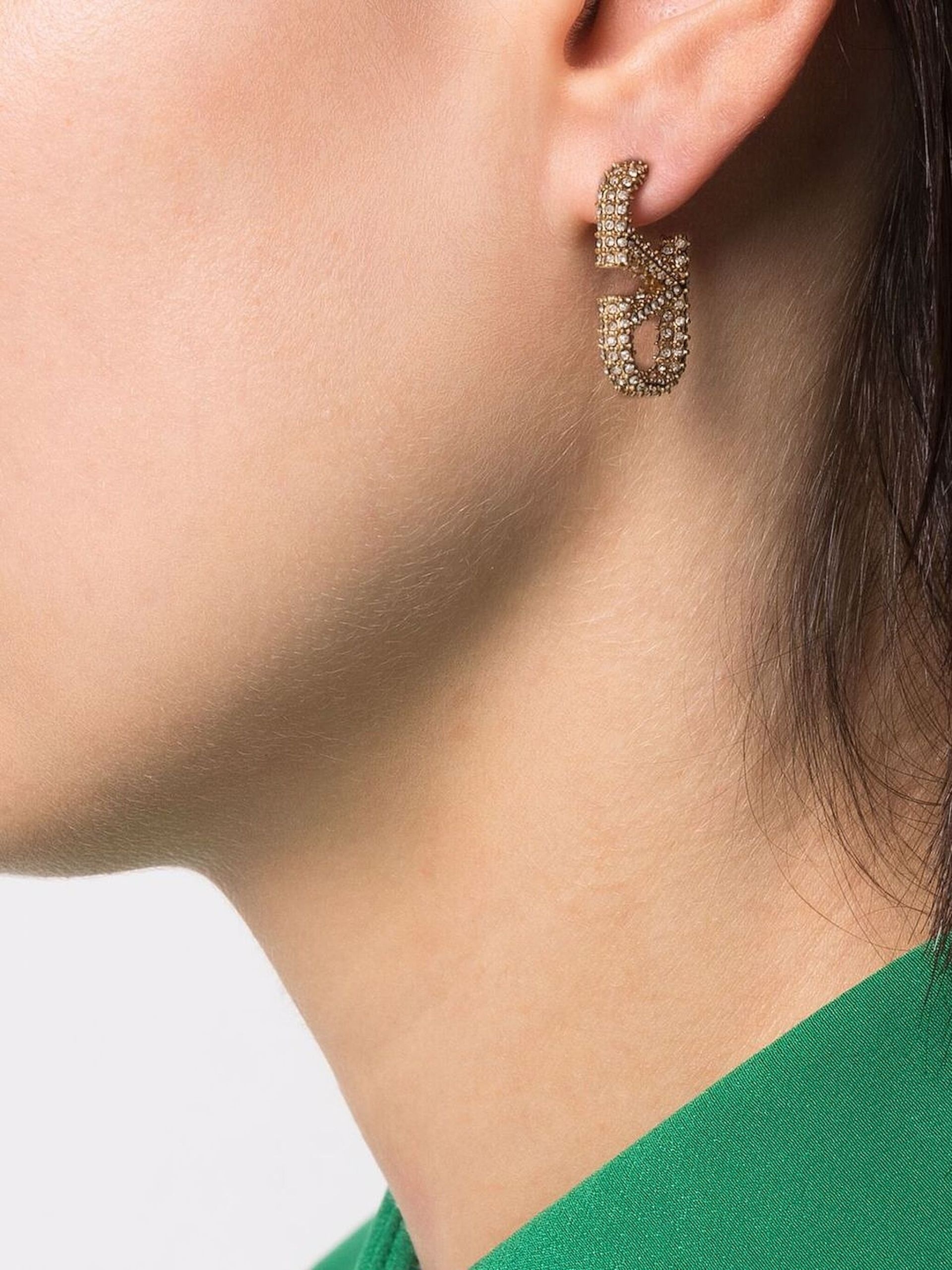 Gold-Tone VLogo Signature Crystal Drop Earrings - 3