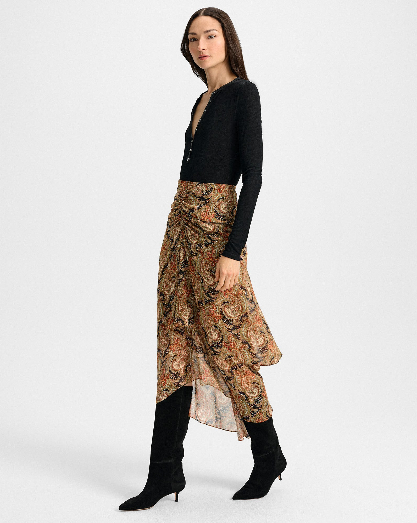 SIRA SILK MIDI SKIRT - 5