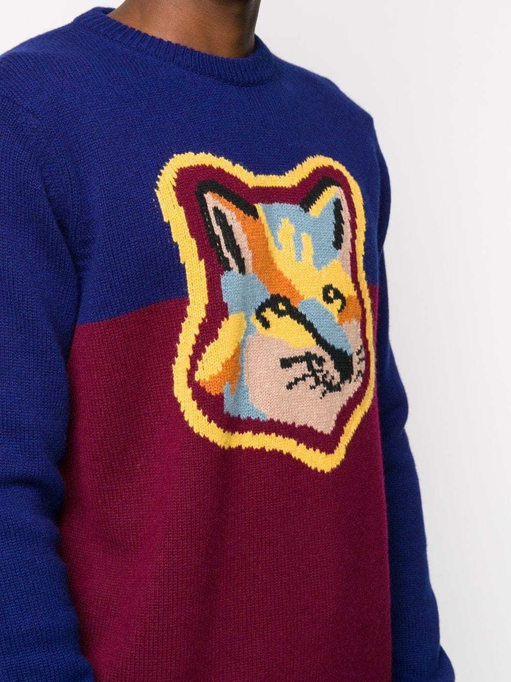 Colour-block Fox Head knitted jumper - 6