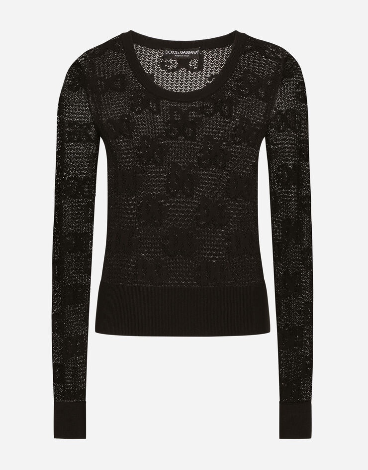 Long-sleeved lace-stitch sweater with DG logo - 3