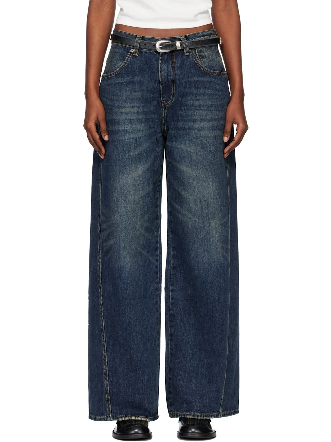 Blue Oversized Wide-Leg Denim Jeans - 1