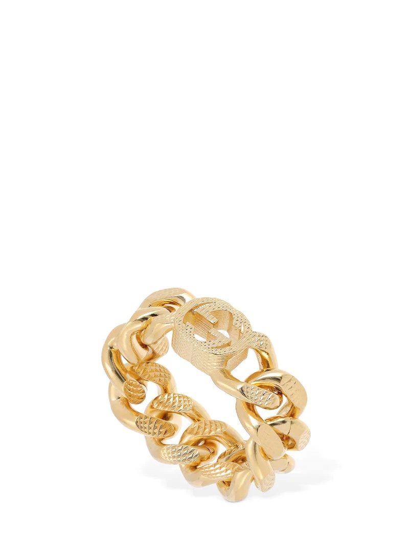 GUCCI INTERLOCKING G CHAIN RING | luisaviaroma | REVERSIBLE