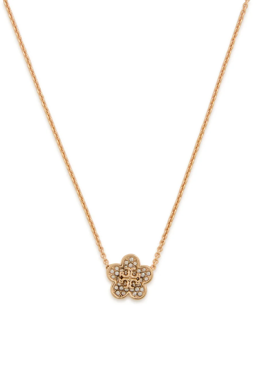 Tory Burch Forget Me Not Floral Pavé 18kt Gold-plated Necklace - 1