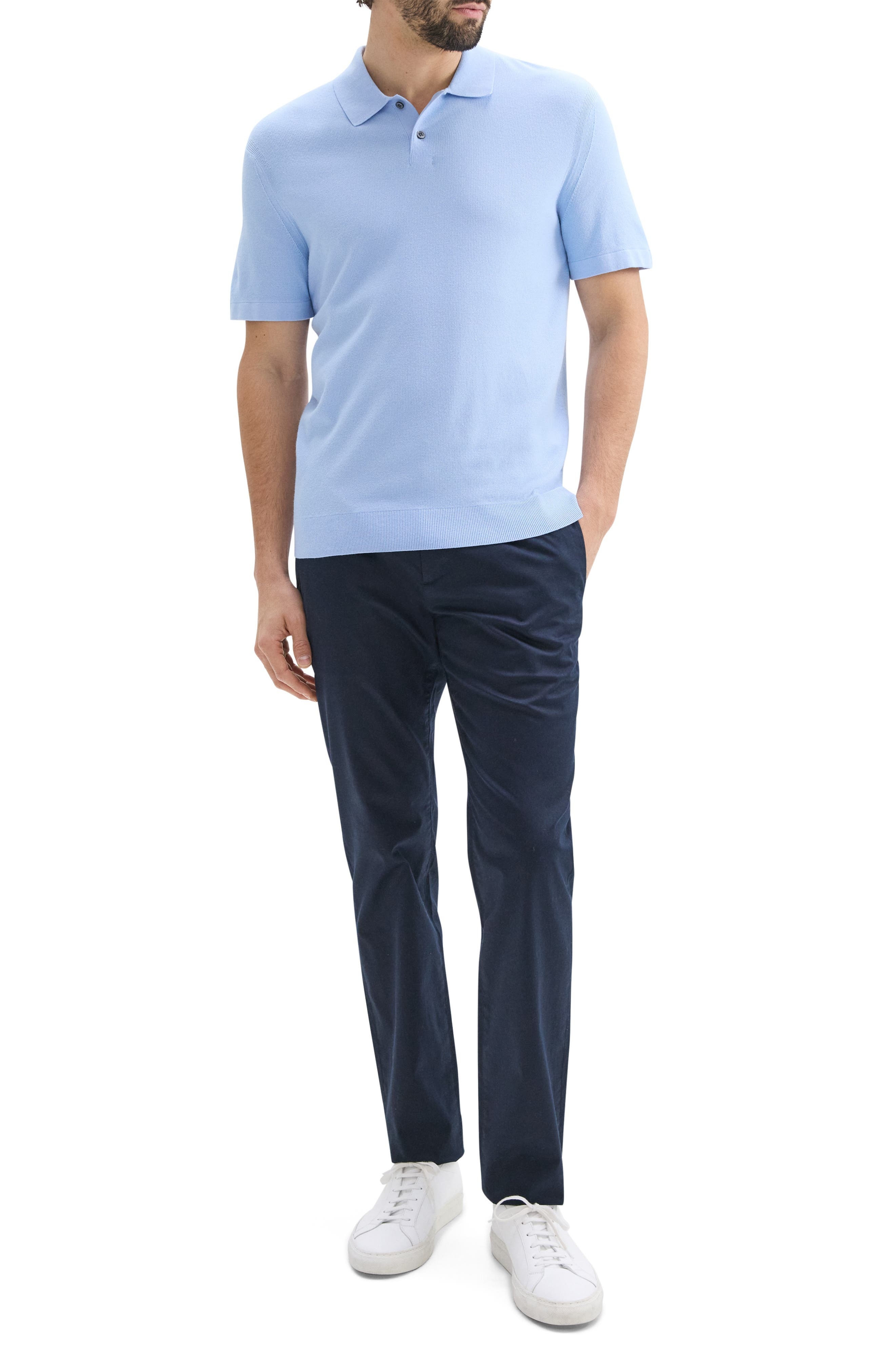 Theory Goris Grid Light Performance Polo in Clear Sky at Nordstrom - 6