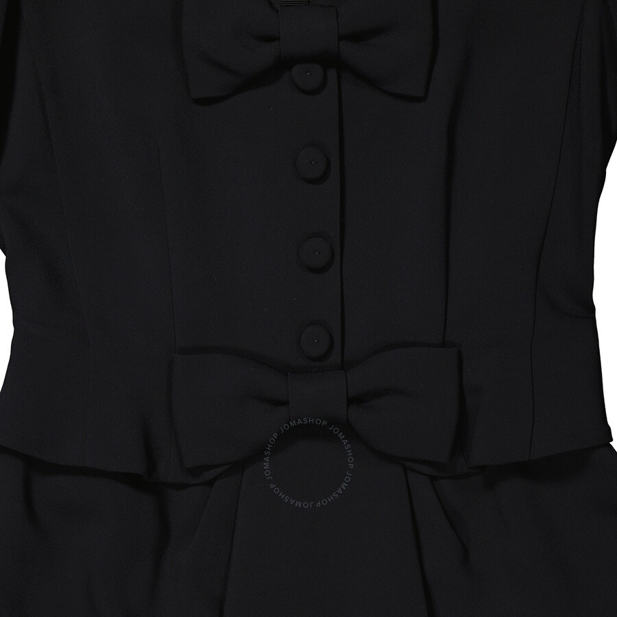 Moschino Ladies Black Crepe Bow-Embellished Mini Dress - 7