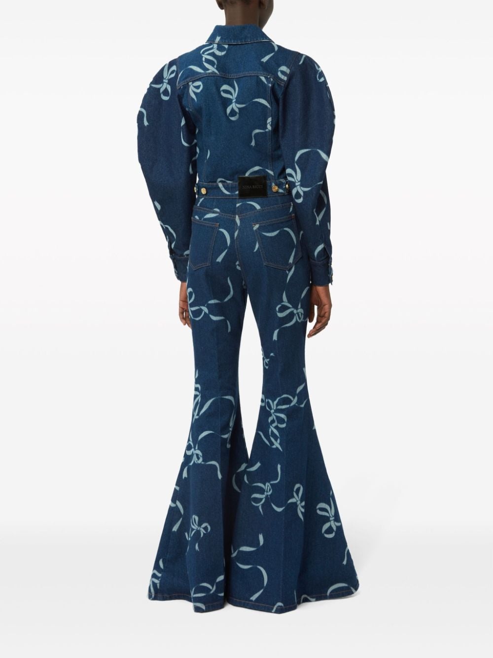 graphic-print long-length flared trousers - 3