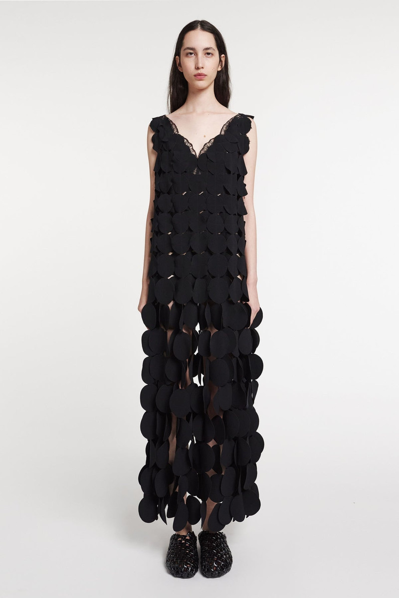 MULTI CIRCLE LAYERED DRESS WITH LACE INSERT BLACK 1