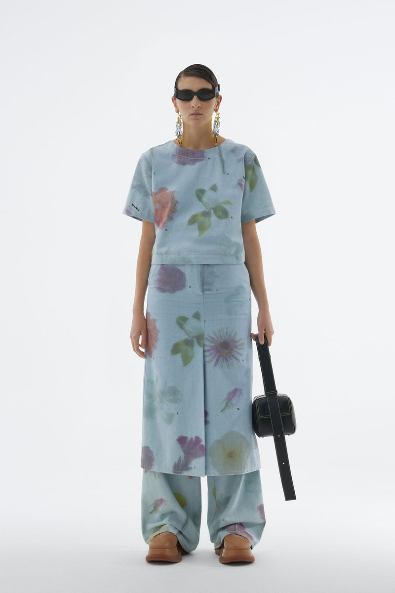 SUNNEI DENIM BOXY TOP WITH FLOWER PRINT outlook