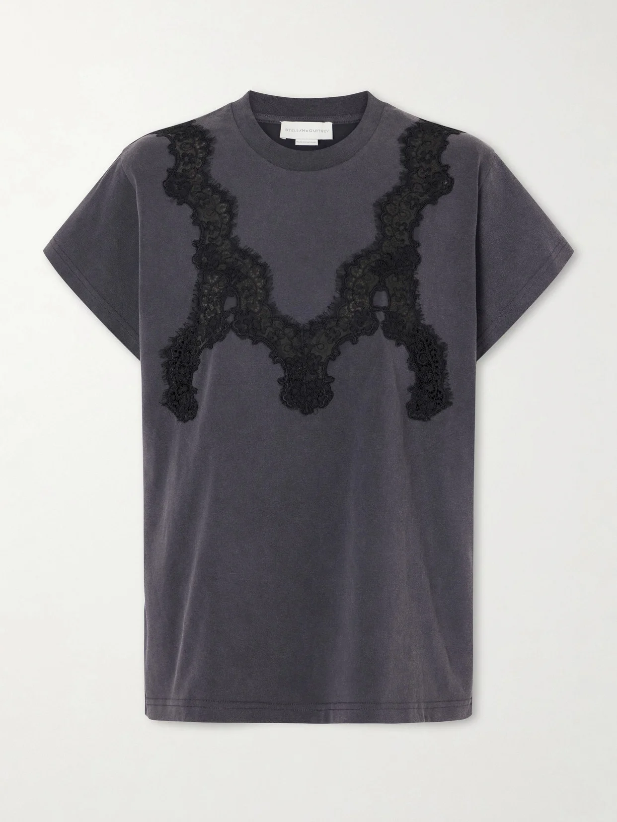 Lace-trimmed Cotton-jersey T-shirt - 1