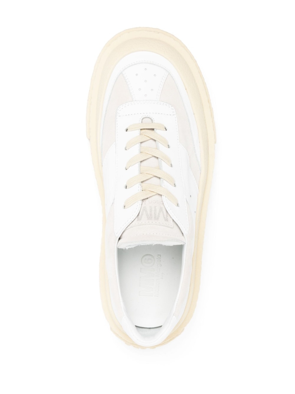 perforated-detail flatform leather sneakers - 4