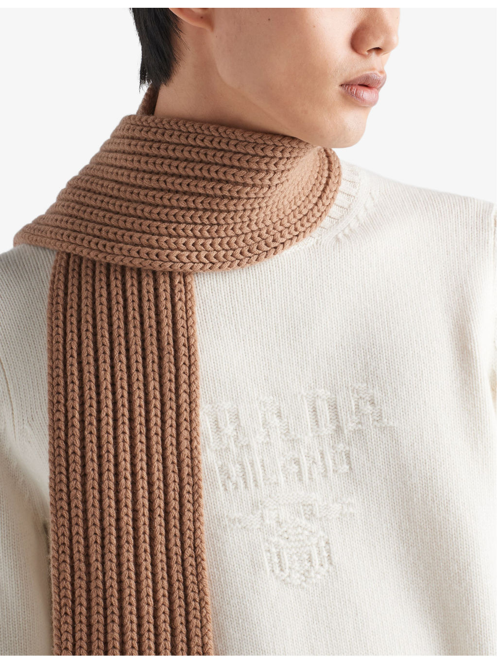 Brand-embroidered crewneck wool and cashmere-blend jumper - 5