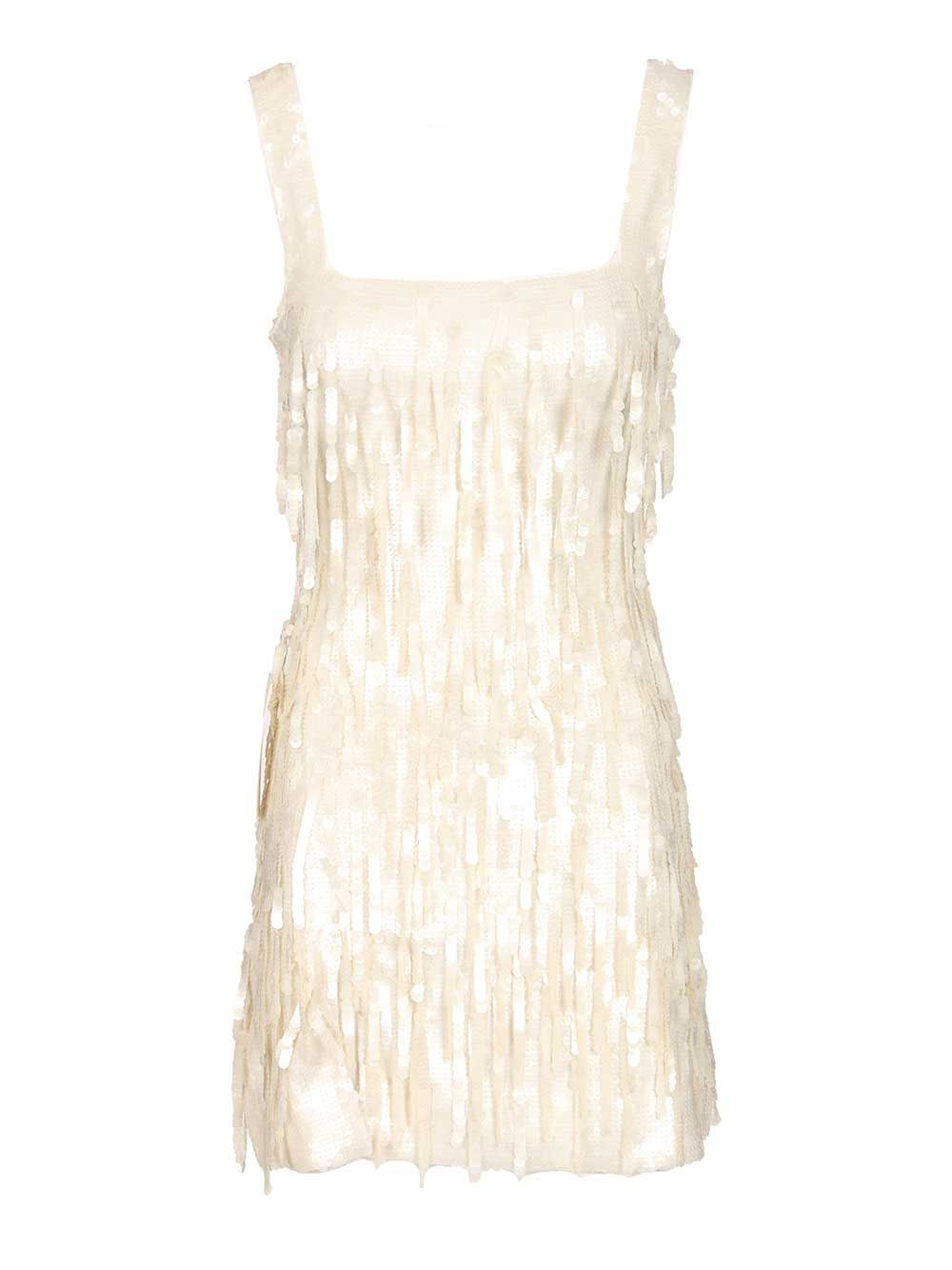 Le Sable Dress Pailettes Fringe Dresses White - 1
