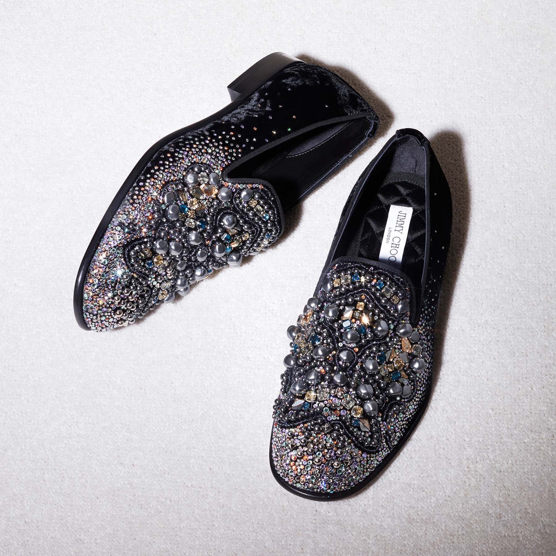 Thame
Black Velvet Slipper with Crystal Embellishment - 6