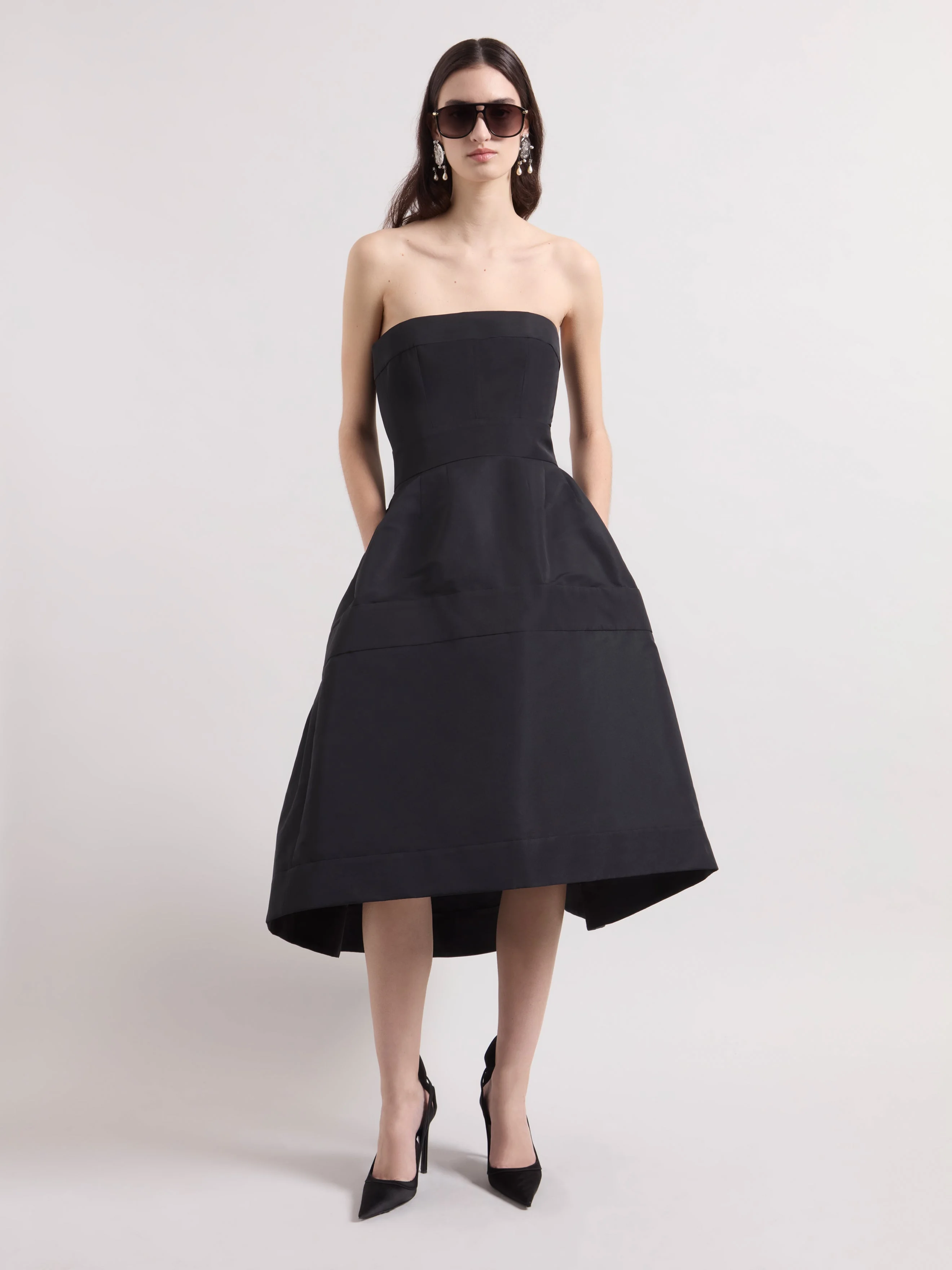 Black Taffeta Bustier Dress - 1