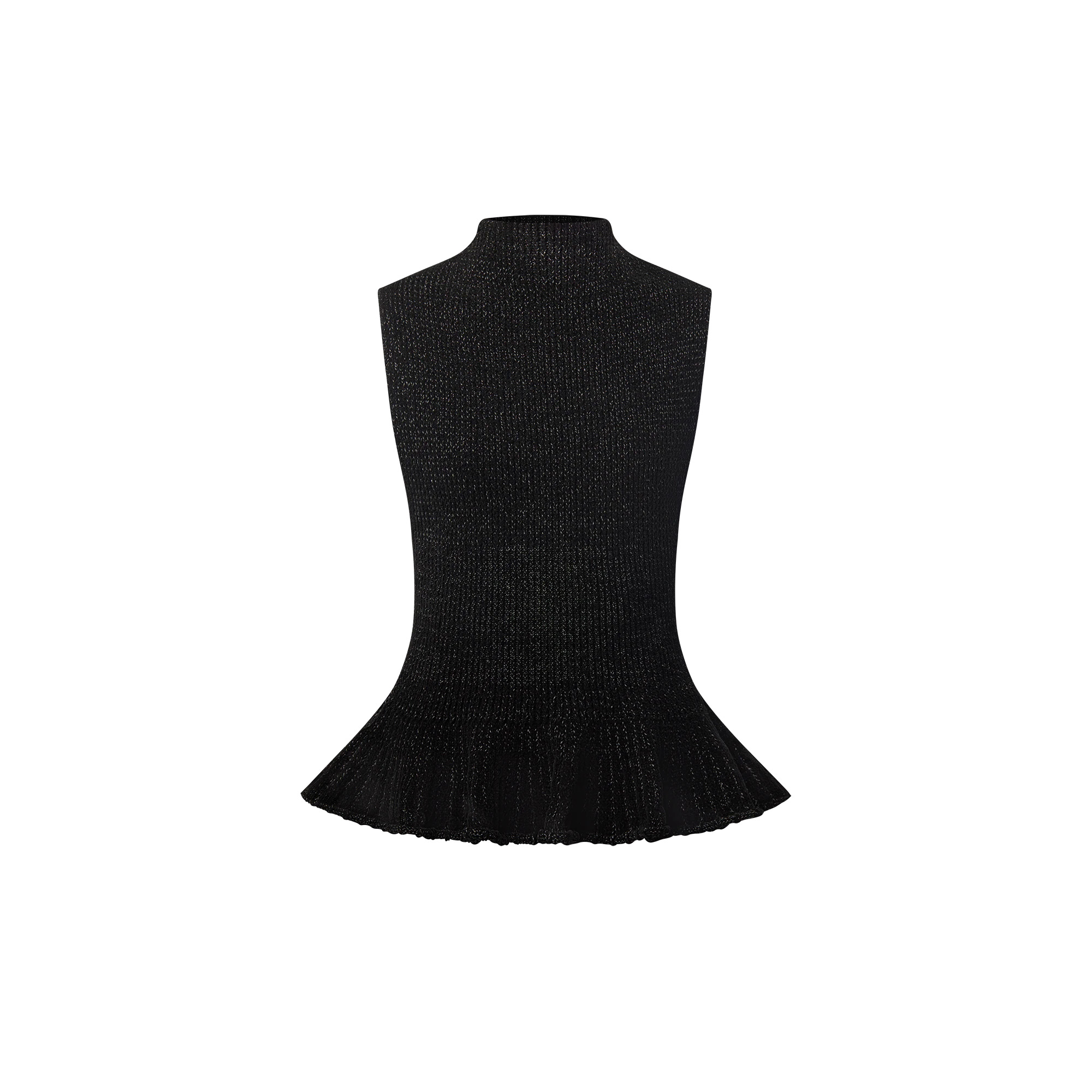 Flared Hem Ribbed Knit Top - 1