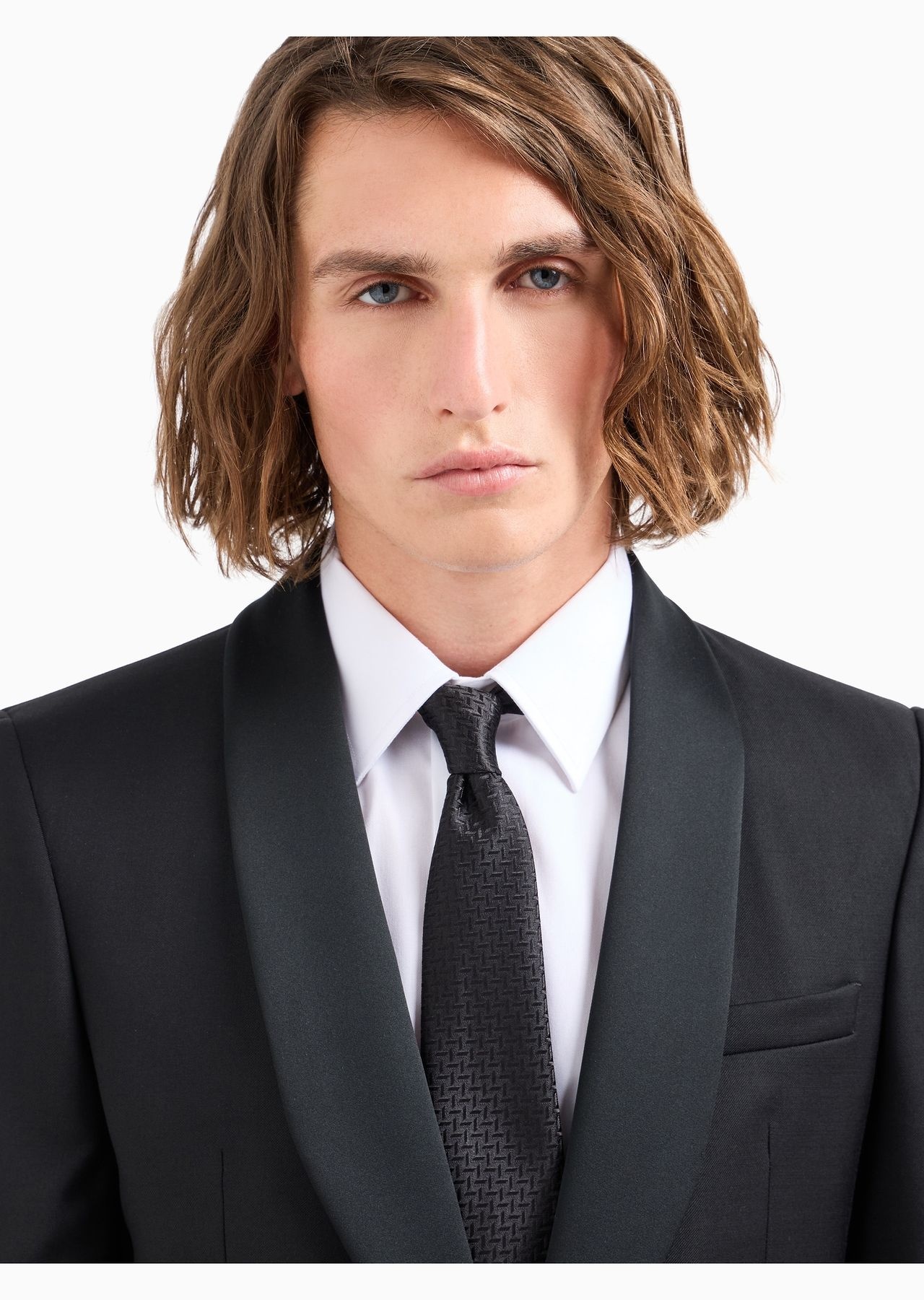 Silk-blend tie with jacquard chevron motif - 3