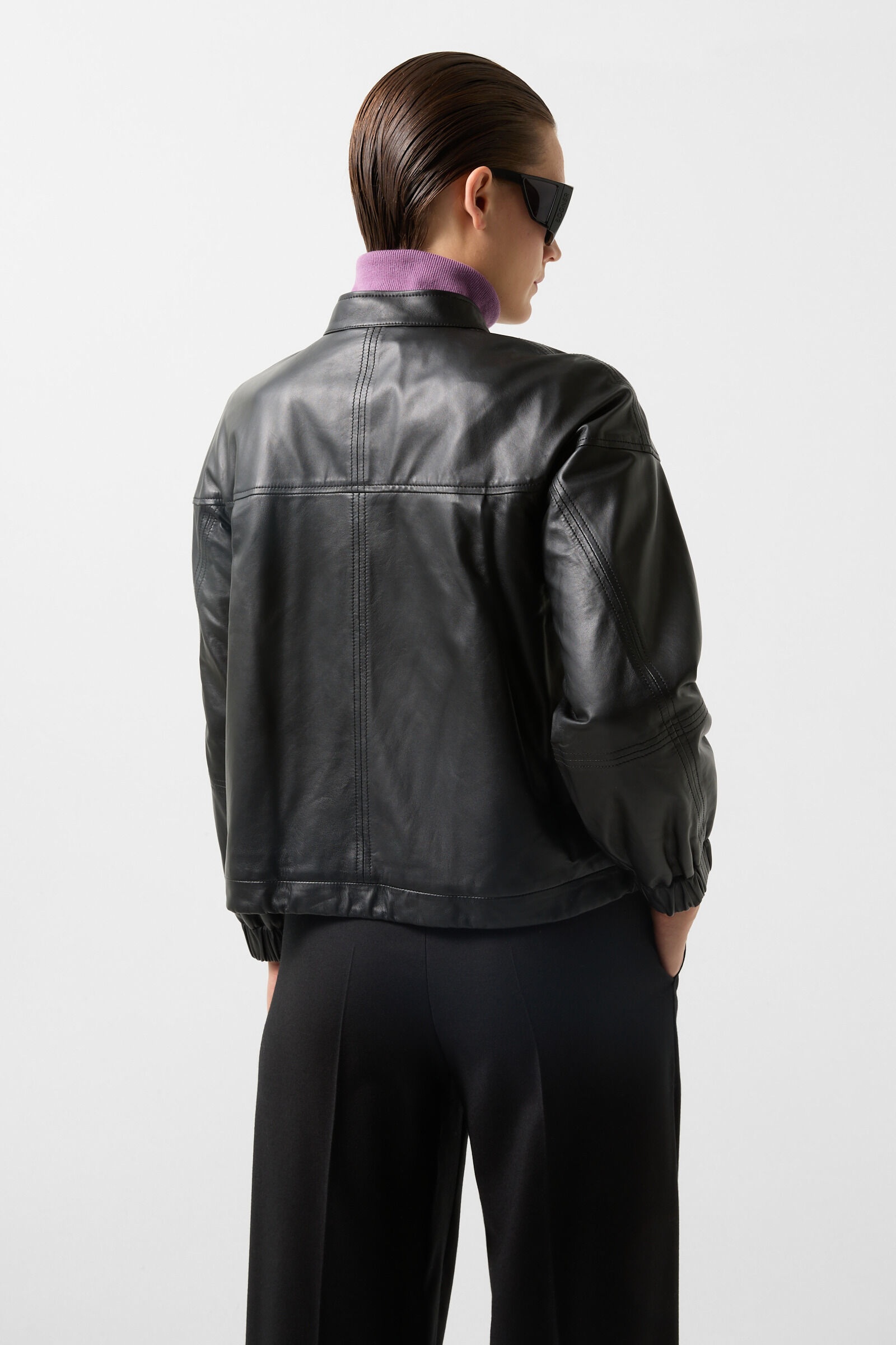 Carol Leather blouson in Black - 3
