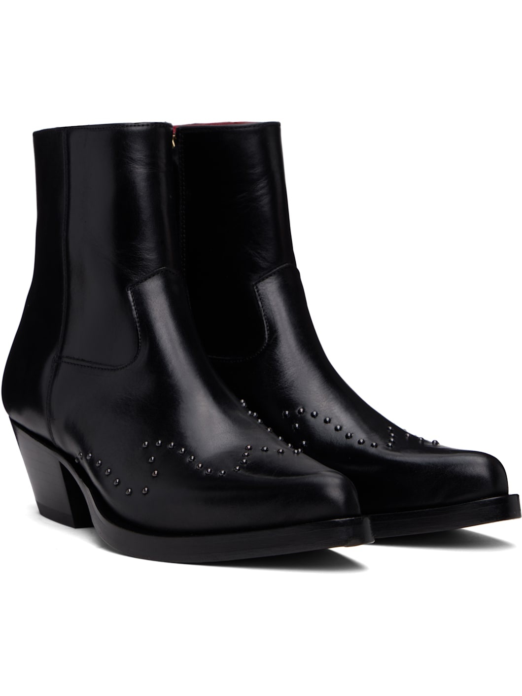 Black Studded Western Boots - 4