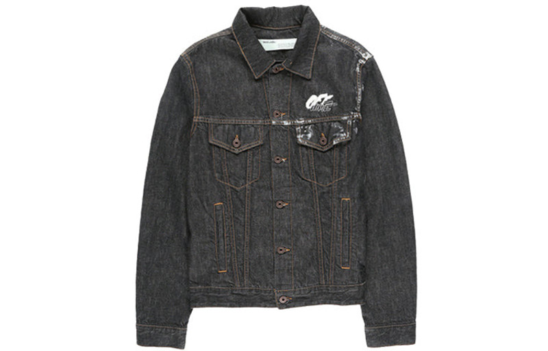 Off-White Off-White Arrows Slim Denim Jacket Embroidered Logo Printing Black OMYE005F19F050441010 outlook