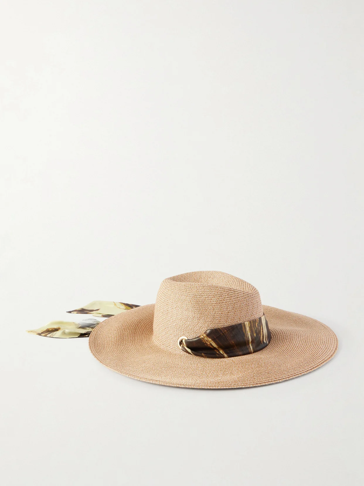 Cassidy Satin-trimmed Straw Hat - 1