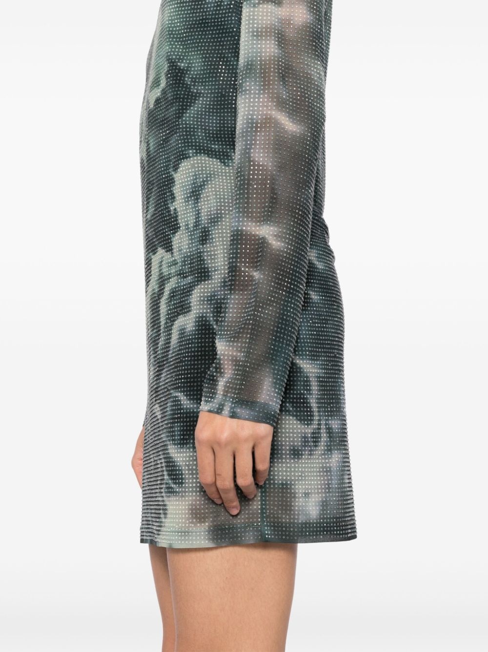 crystal-hotfix cloud-print mini dress - 5