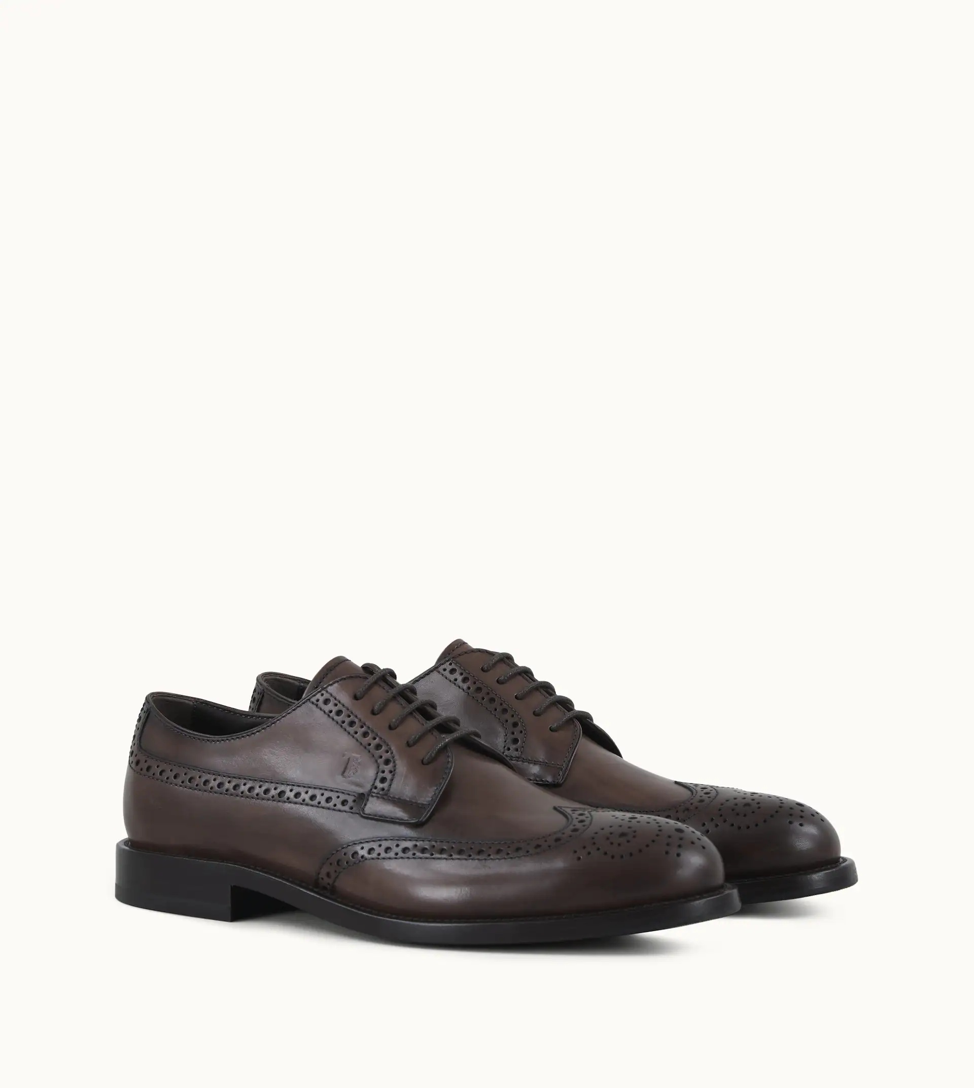 LACE-UP SHOES IN LEATHER - BROWN - 4