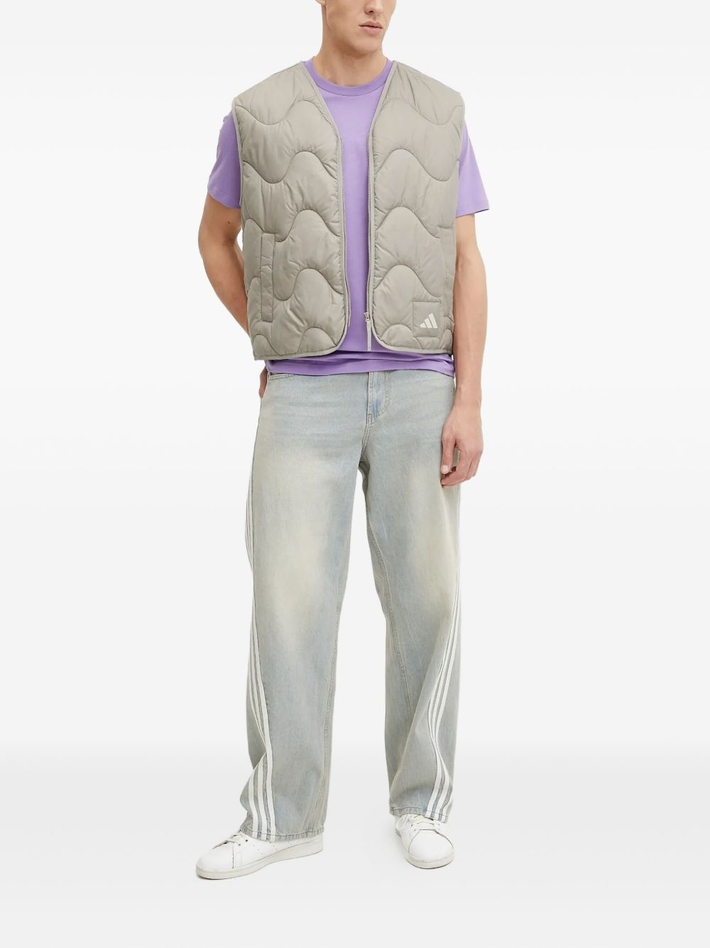 logo-patch quilted-wave vest - 2