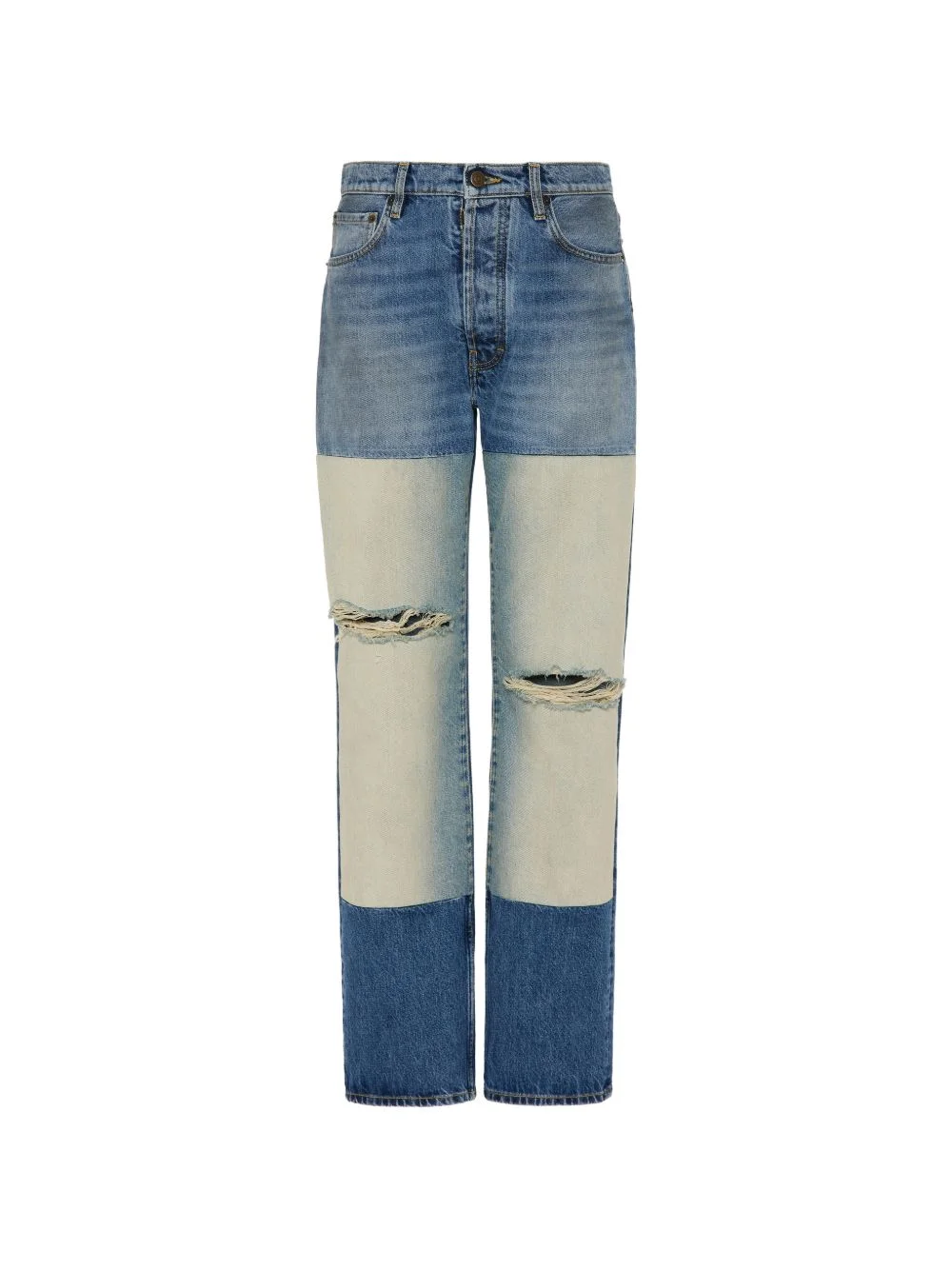 distressed-detail patchwork denim jeans - 1