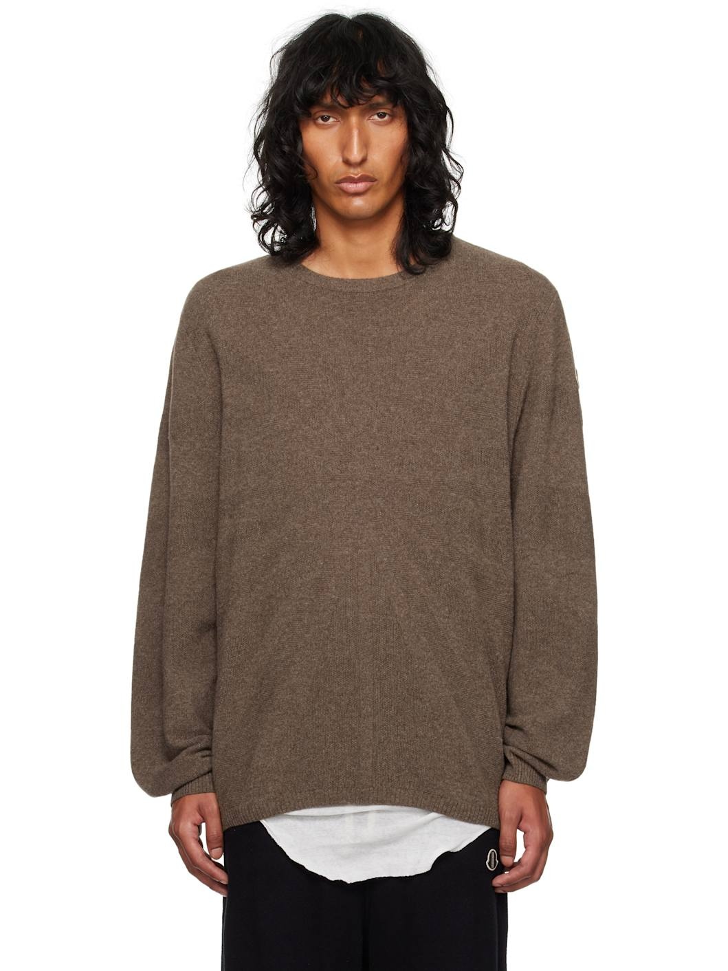Moncler Moncler Rick Owens Gray Jumbo Round Neck Sweater ssense REVERSIBLE