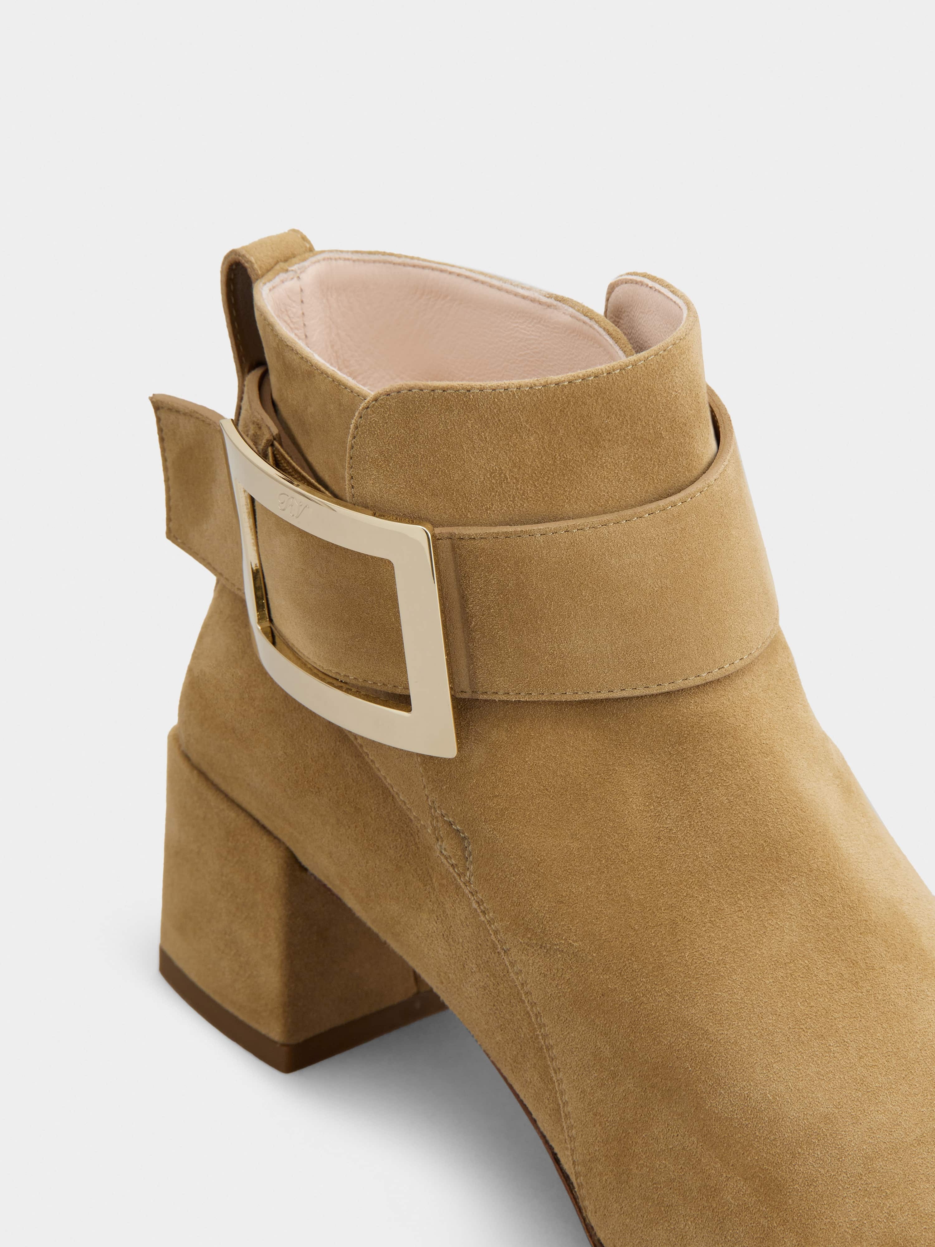 So Vivier Metal Buckle Ankle Boots in Suede - 8