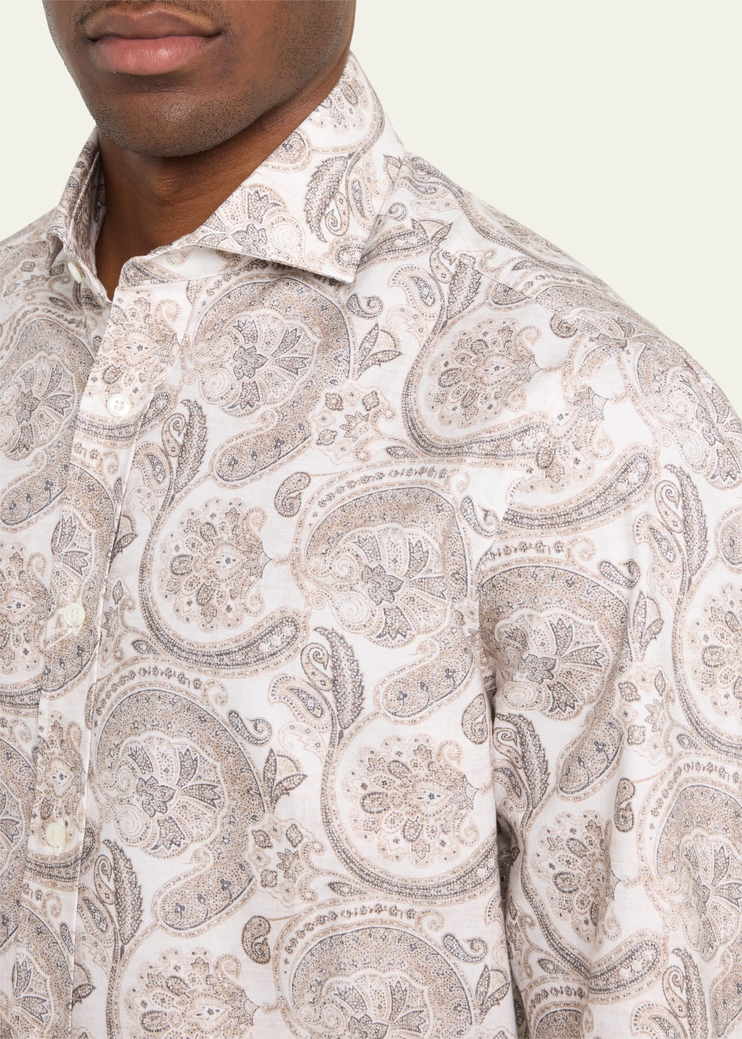 Men's Cotton Paisley-Print Sport Shirt - 5